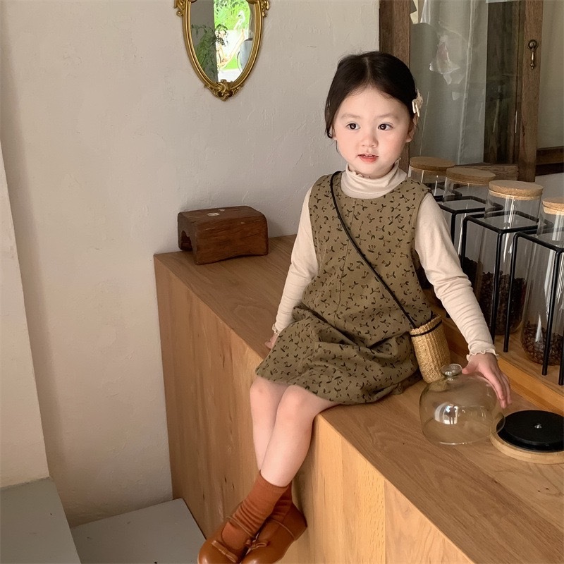 復古碎花燈芯洋裝