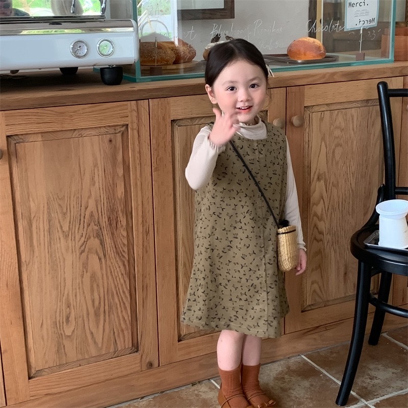 復古碎花燈芯洋裝