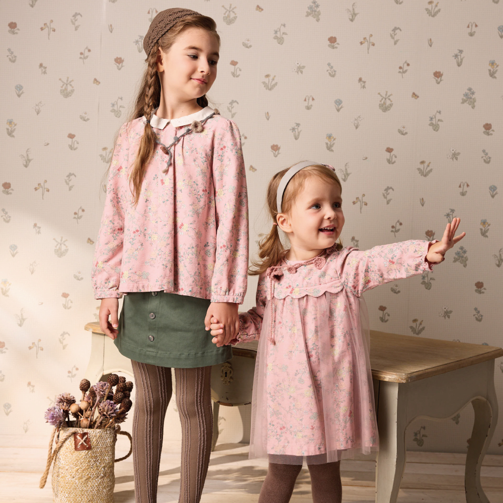 PIPPY印花公主風剪接蕾絲連身裙洋裝 粉