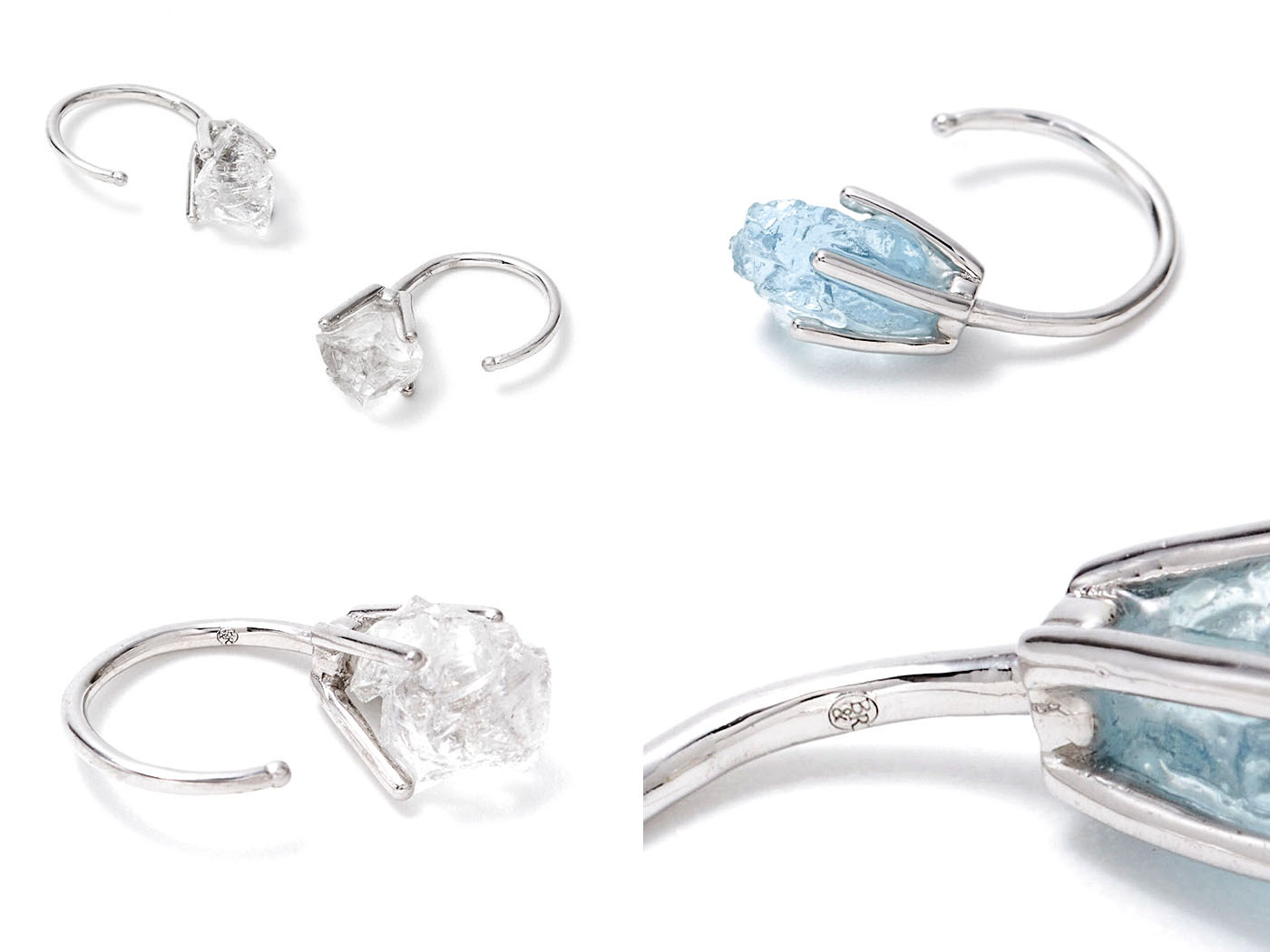 平價飾品,鍍白金,水晶,礦石,白水晶,海藍寶,耳環