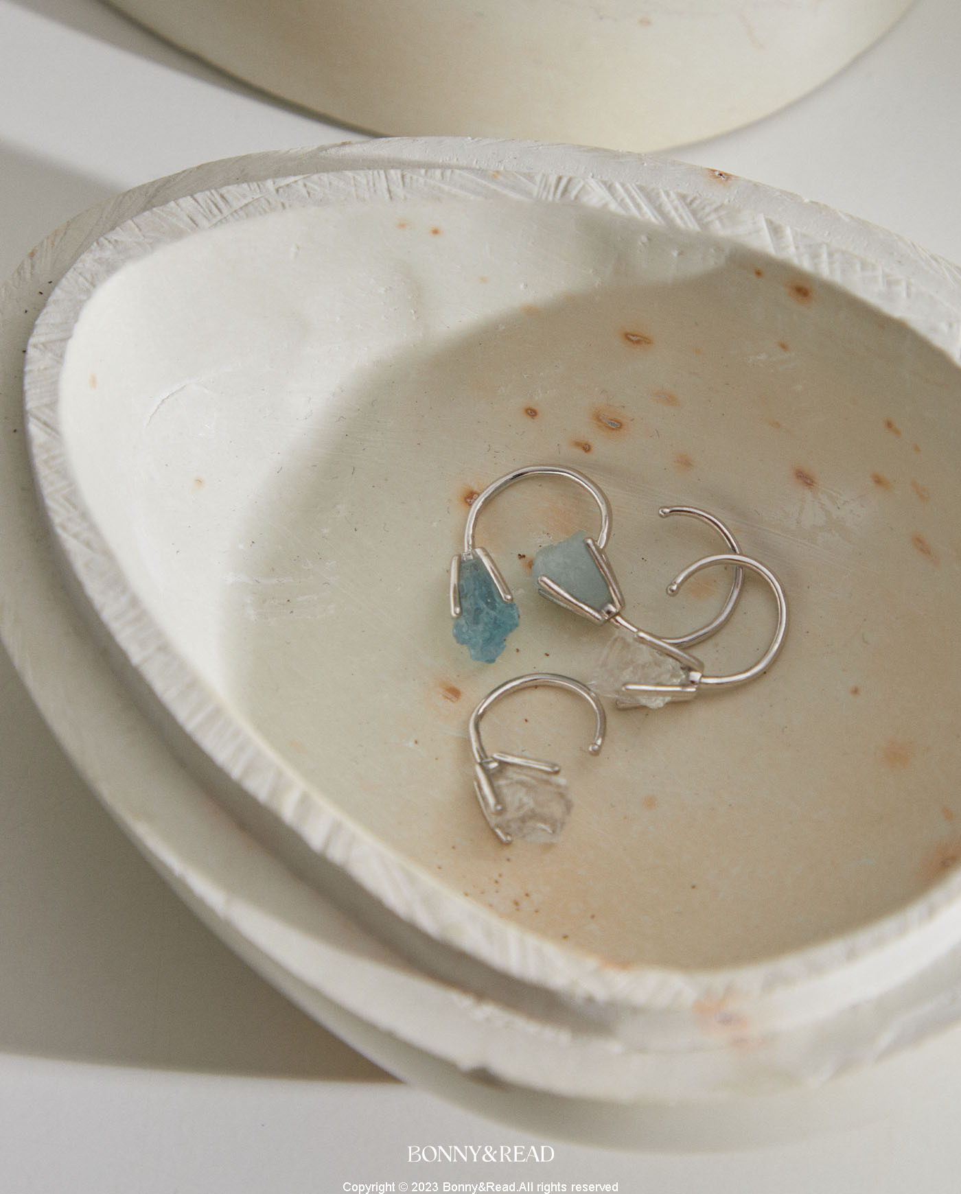 平價飾品,鍍白金,水晶,礦石,白水晶,海藍寶,耳環