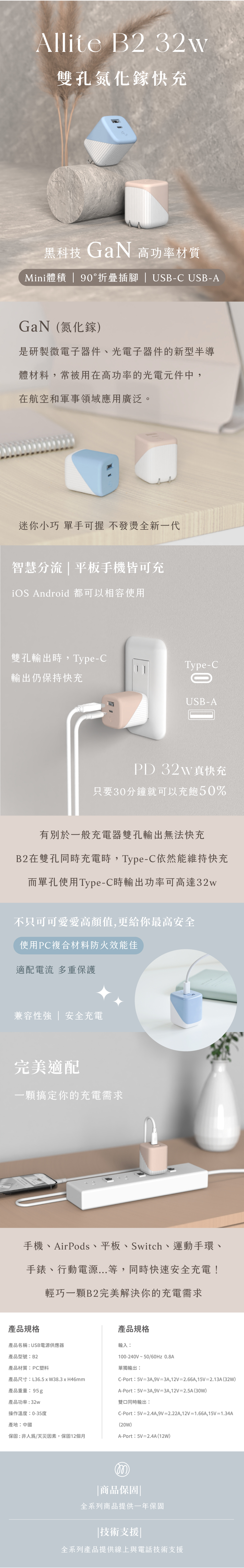 Allite B2 32w 雙孔快充商品敘述