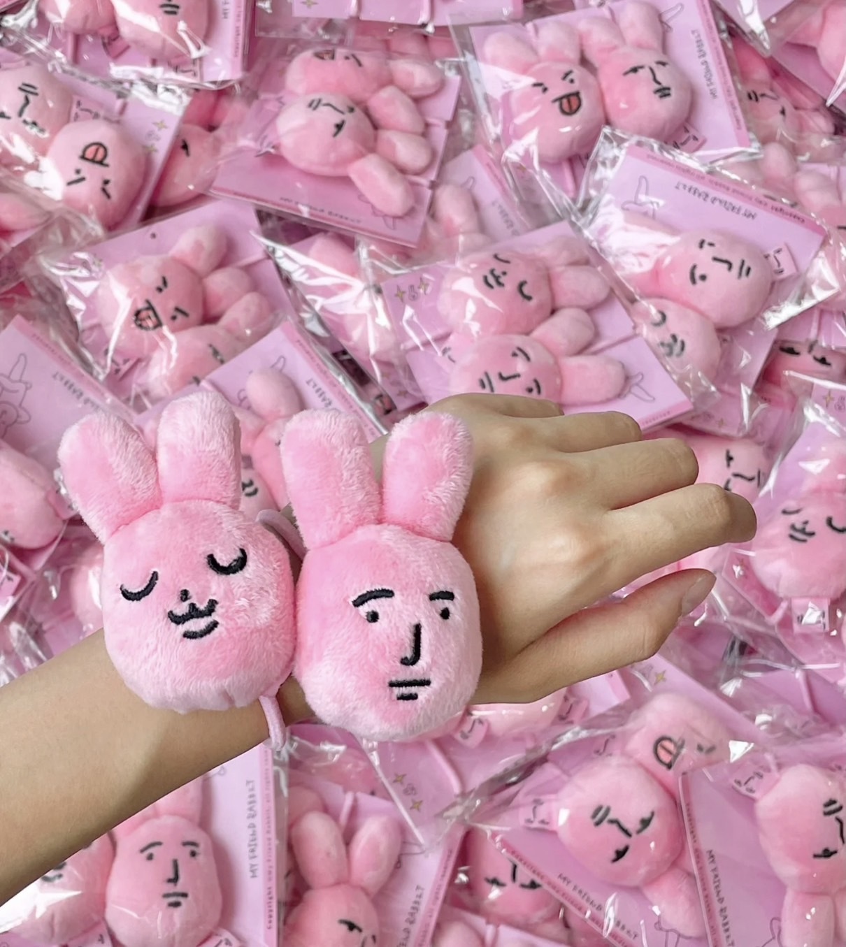 預購 粉紅表情兔子髮圈 (一組2個) 隨機出貨