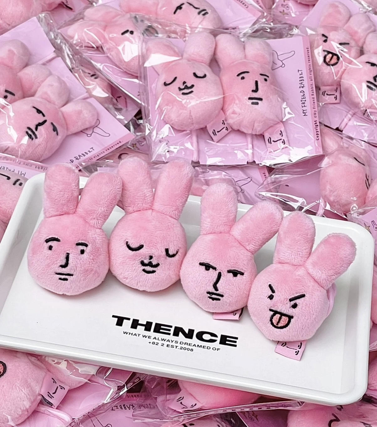 預購 粉紅表情兔子髮圈 (一組2個) 隨機出貨