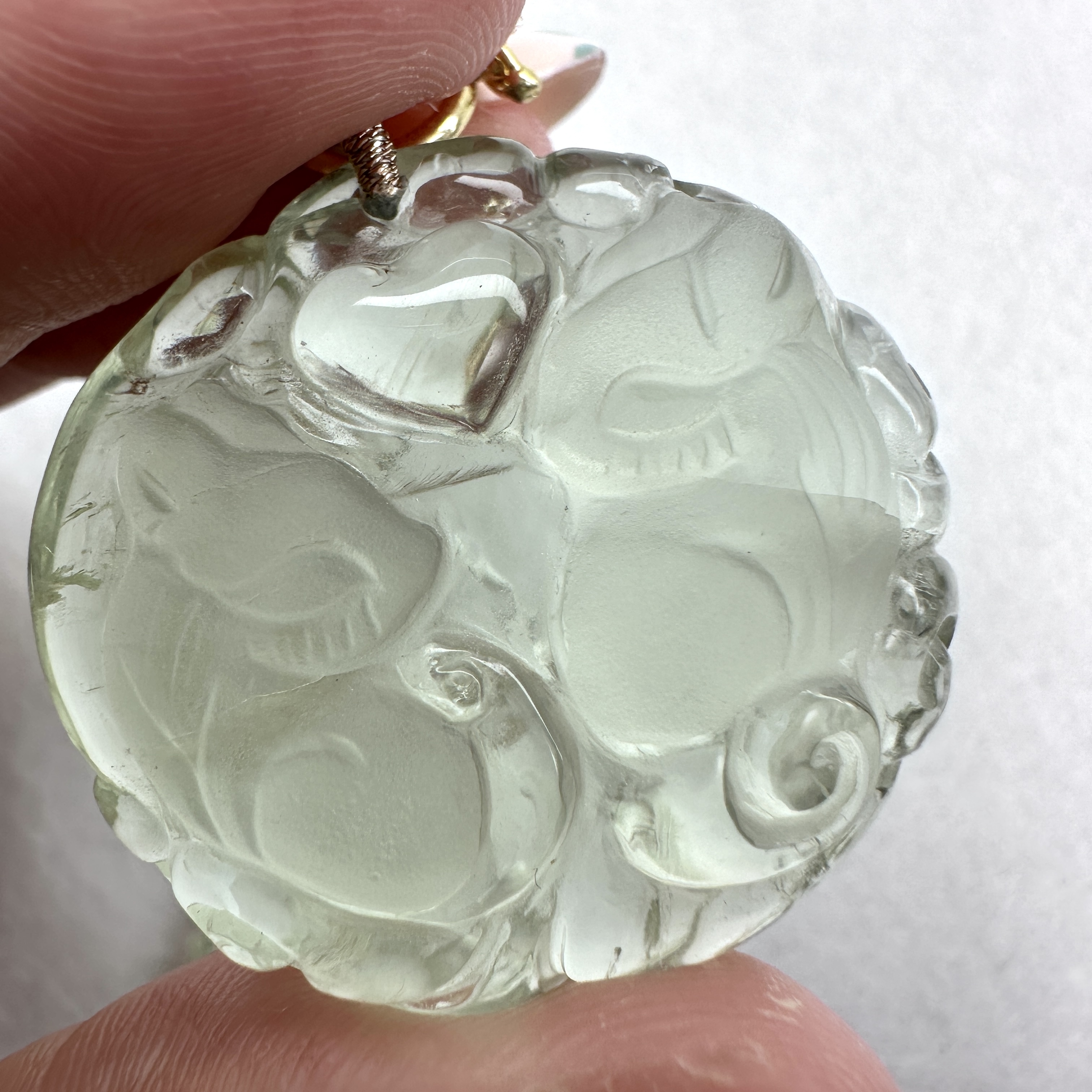 綠水晶雙狐鎖骨套鏈