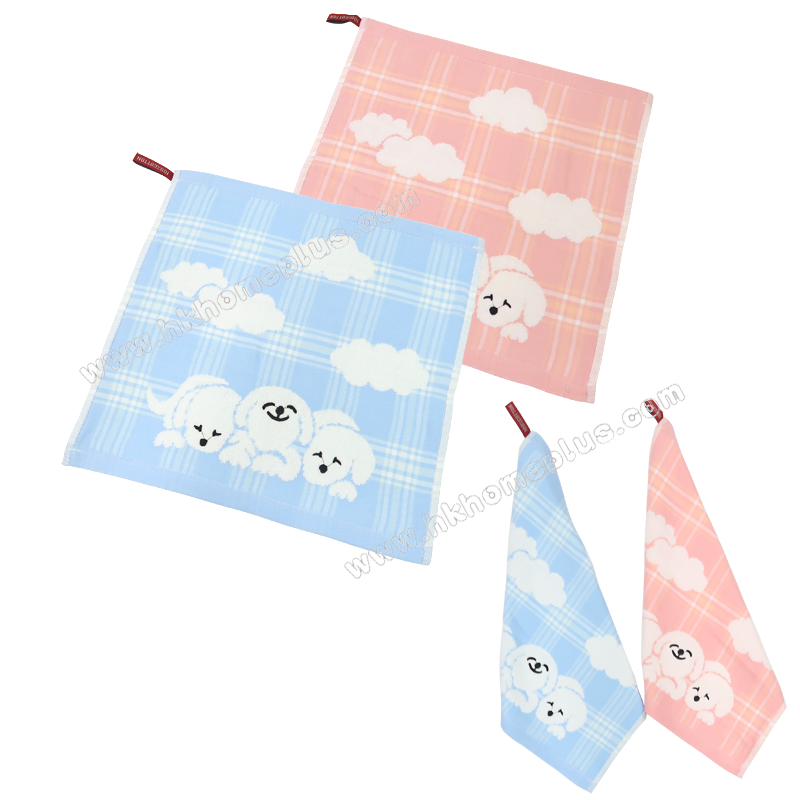 6條裝  紗布面毛巾底小狗抹手巾