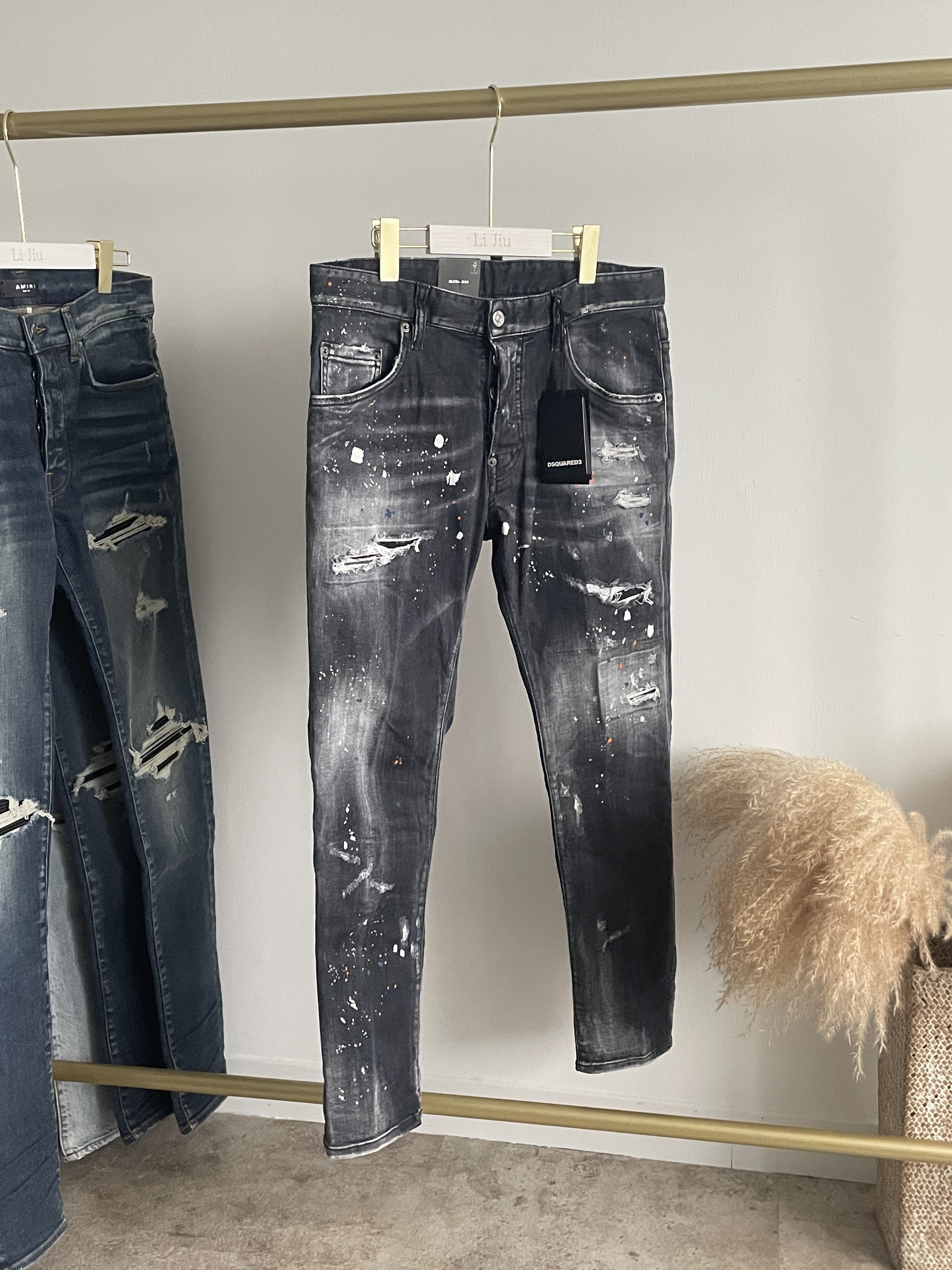 DSQUARED2  潑墨灰色 D2牛仔褲-46