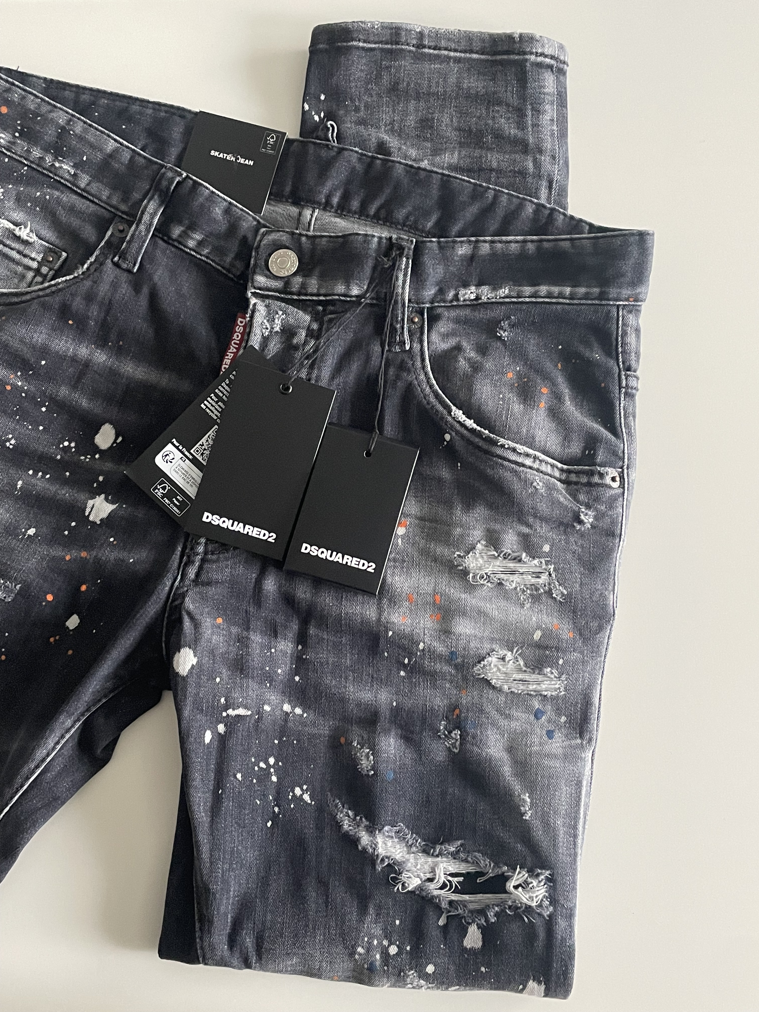 DSQUARED2  潑墨灰色 D2牛仔褲-46