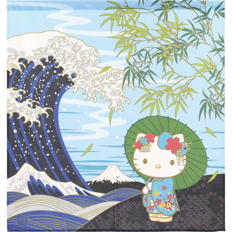 Sanrio Hello Kitty 短門簾 85×90cm 日本風景夏日 #CM23SD-21241