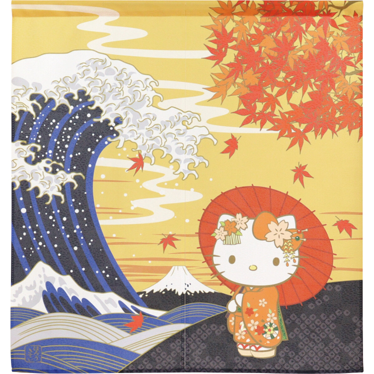 Sanrio Hello Kitty 短門簾 85×90cm 日本風景秋日 #CM23SD-21240