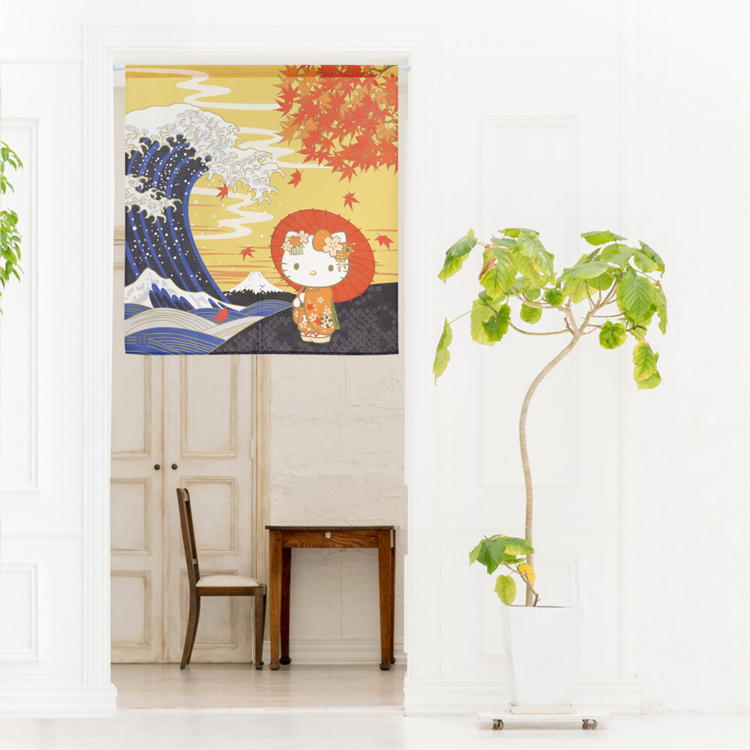 Sanrio Hello Kitty 短門簾 85×90cm 日本風景秋日 #CM23SD-21240