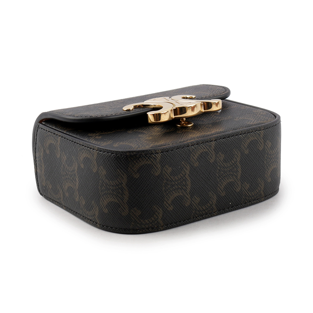 【CELINE】Triomphe 帆布及小牛皮迷你斜背包(焦糖色) 10I512DQB.04LU