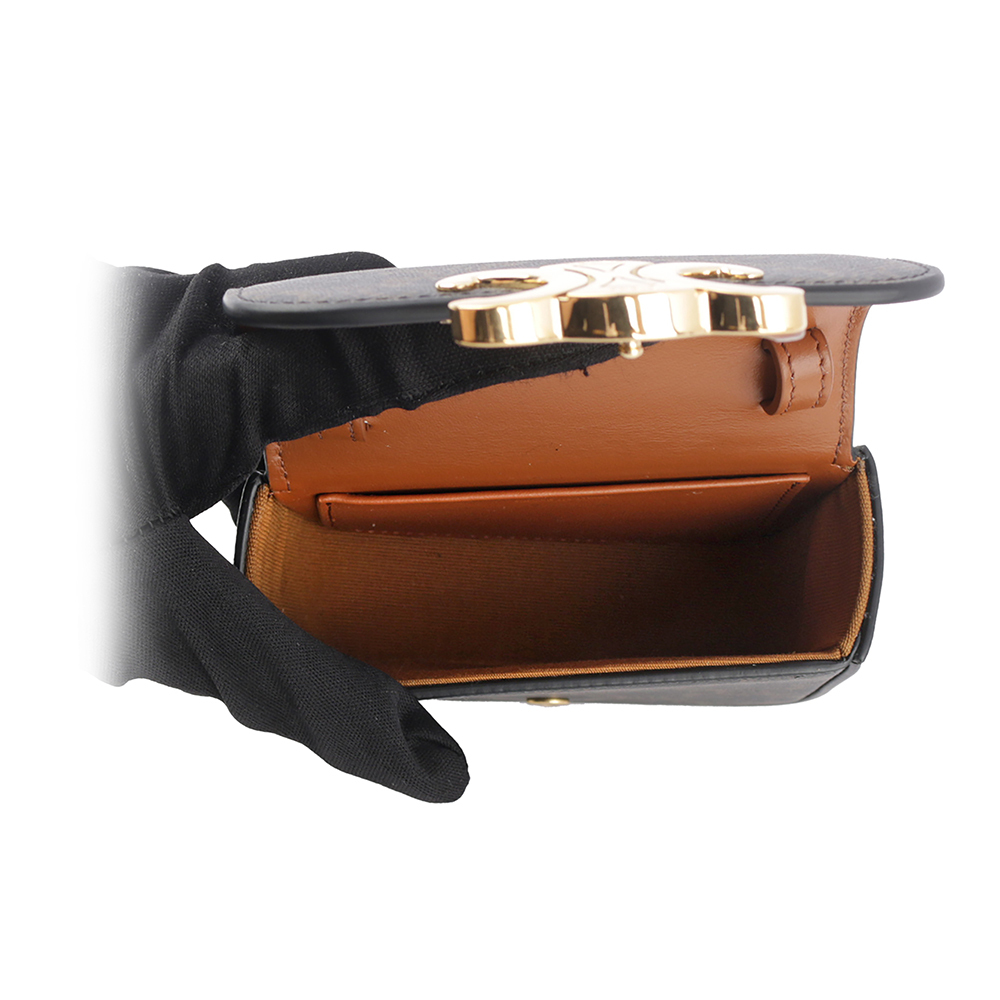 【CELINE】Triomphe 帆布及小牛皮迷你斜背包(焦糖色) 10I512DQB.04LU