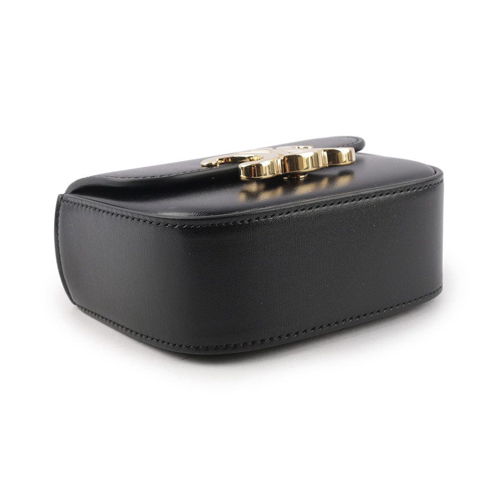 【CELINE】Triomphe 光滑小牛皮迷你斜背包(黑色) 10I513DPV.38NO