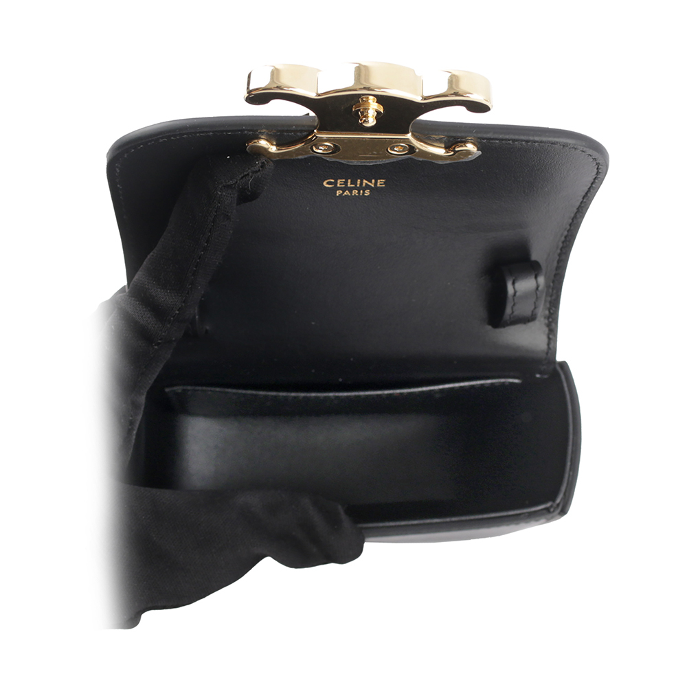 【CELINE】Triomphe 光滑小牛皮迷你斜背包(黑色) 10I513DPV.38NO
