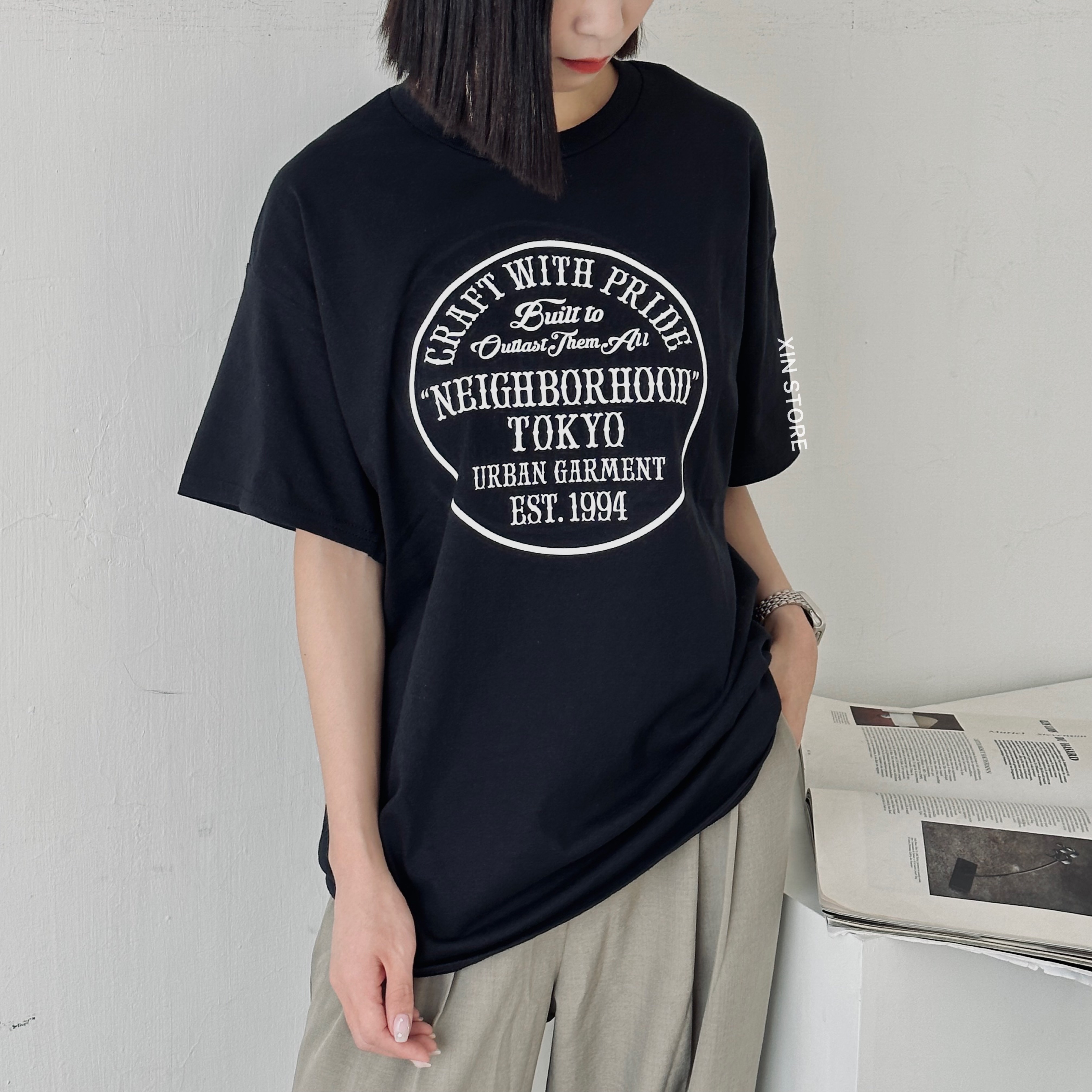 NEIGHBORHOOD 23SS SS-14 東京限定圓形字母Tokyo 短袖黑白