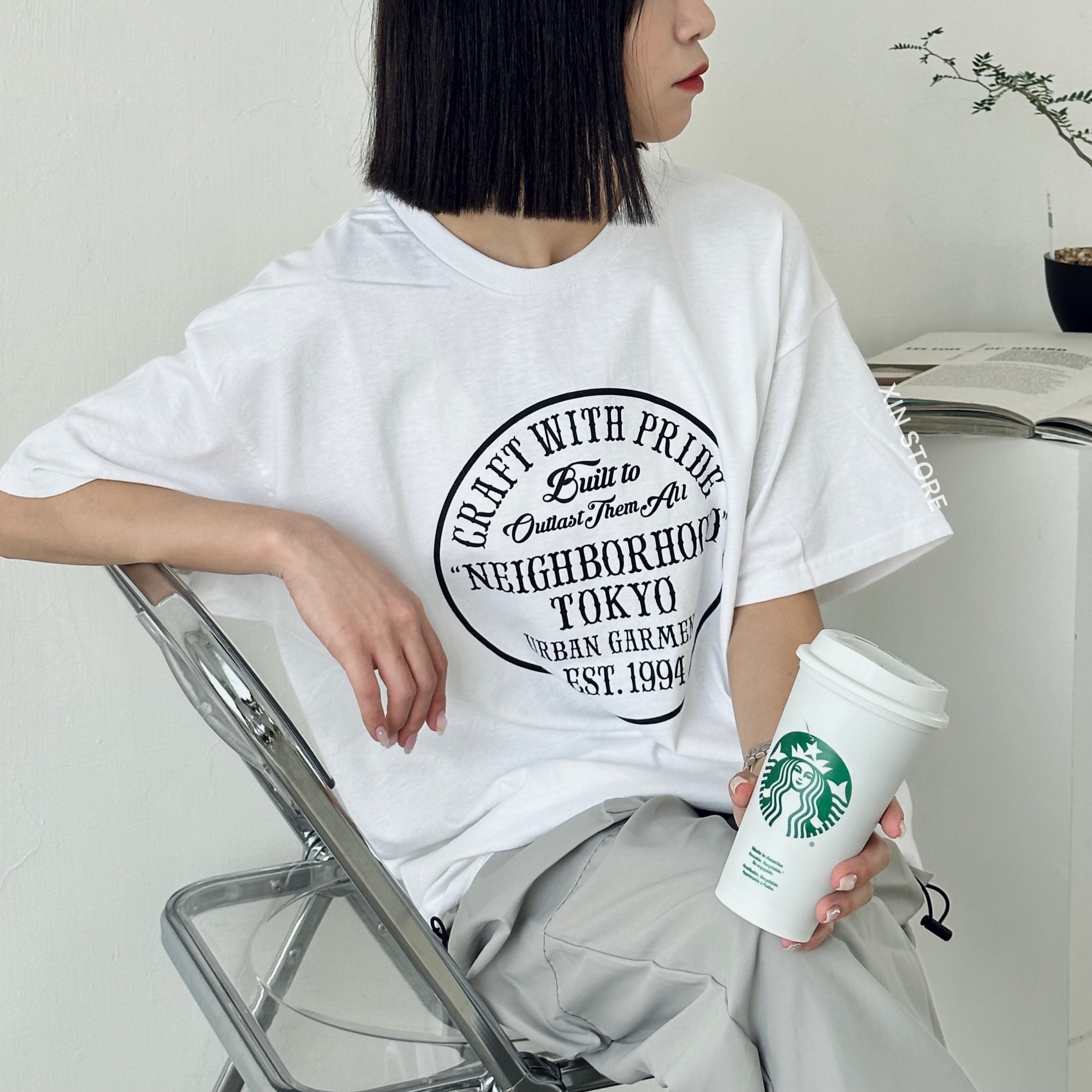 NEIGHBORHOOD 23SS SS-14 東京限定圓形字母Tokyo 短袖黑白