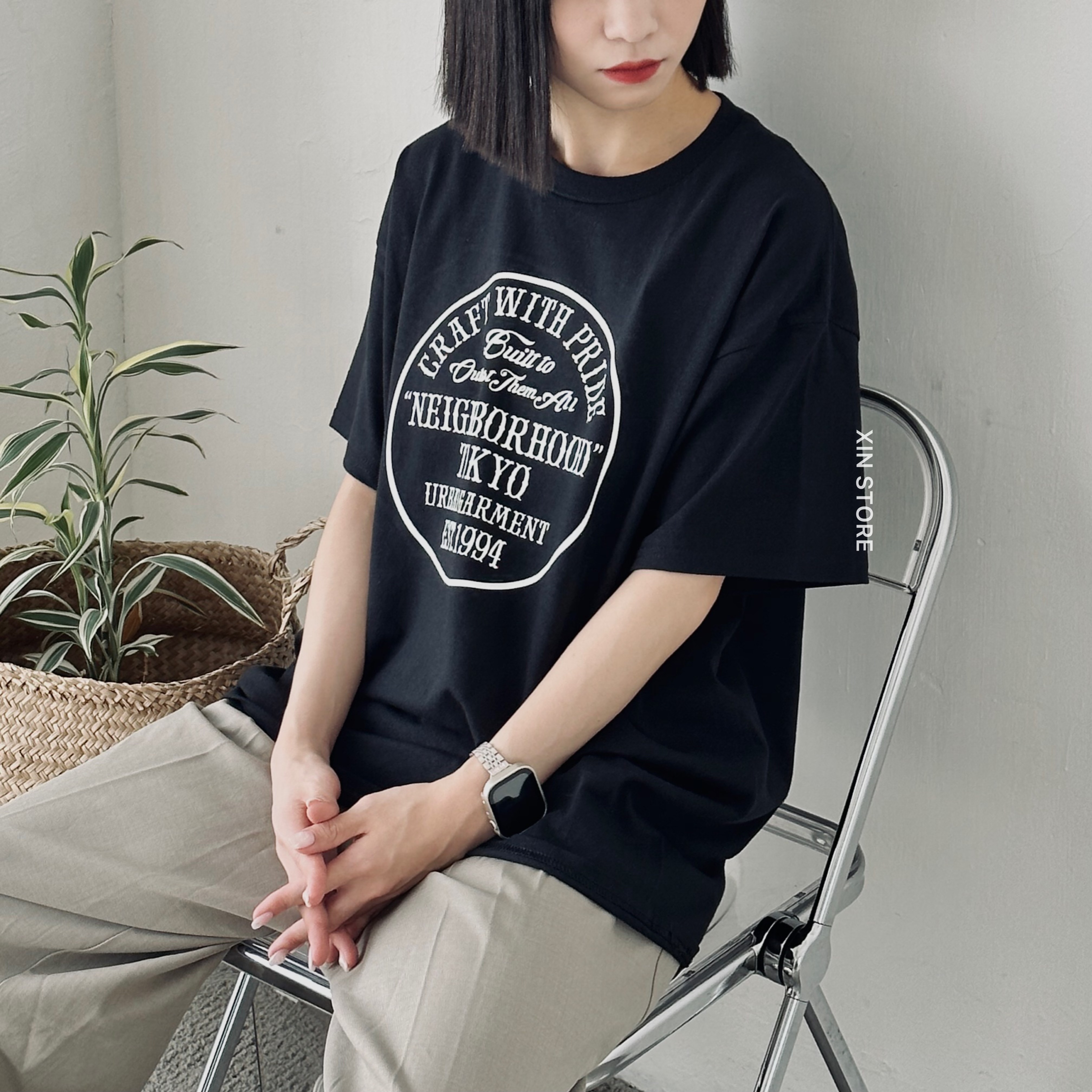 NEIGHBORHOOD 23SS SS-14 東京限定圓形字母Tokyo 短袖黑白