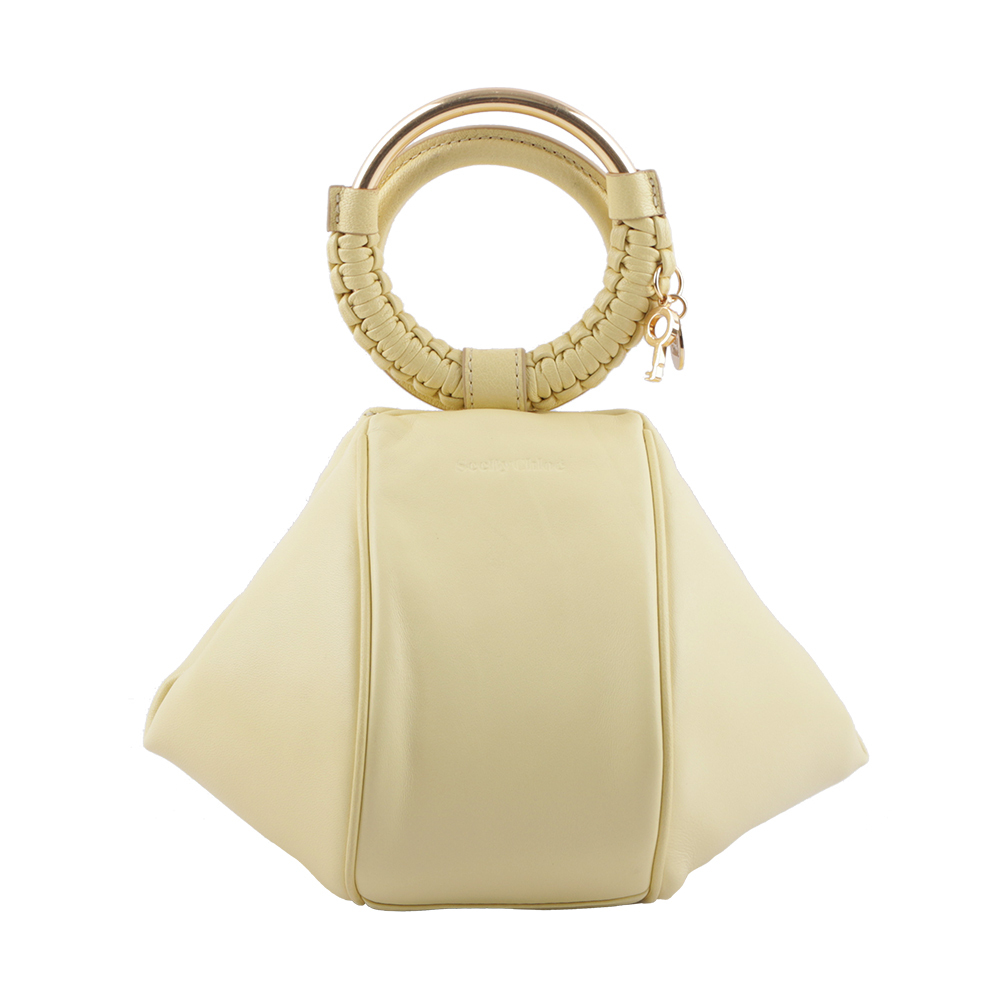 【SEE BY CHLOE】HANA 小羊皮及山羊皮手提/斜背二用包(黃色) CHS23ASC14D70718