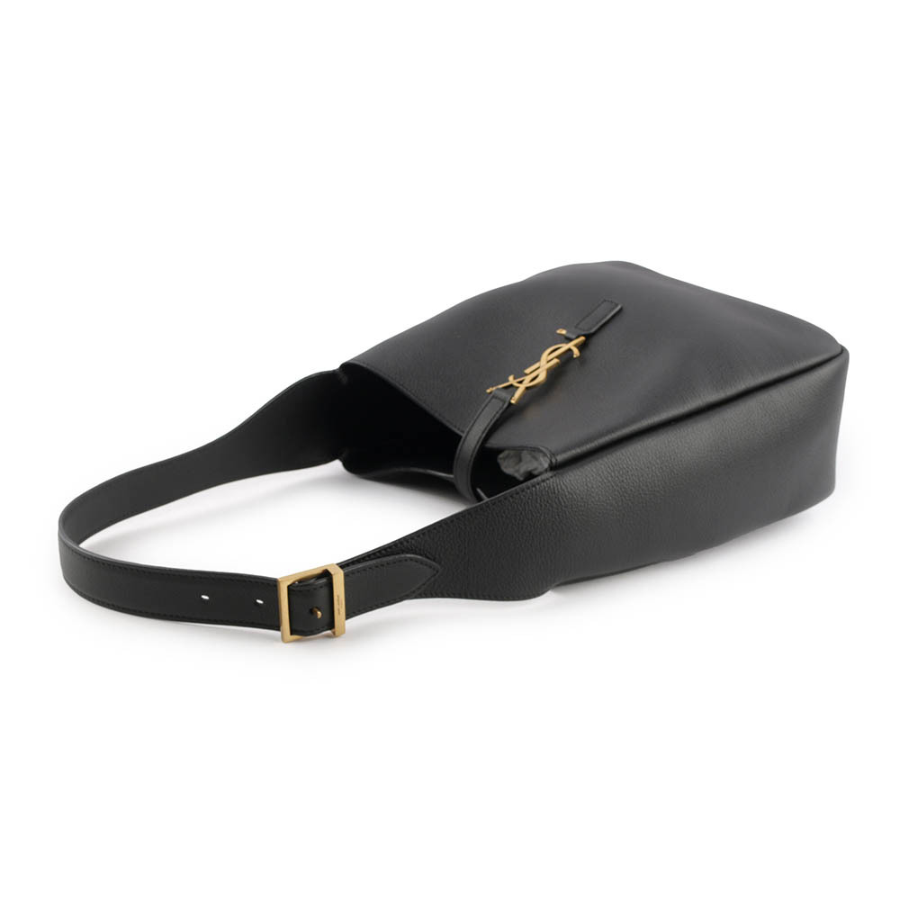 【YSL/ Saint Laurent Paris】LE 5 A 7 Hobo 小牛皮小款肩背包(黑色) 713938 AAAUQ 1000
