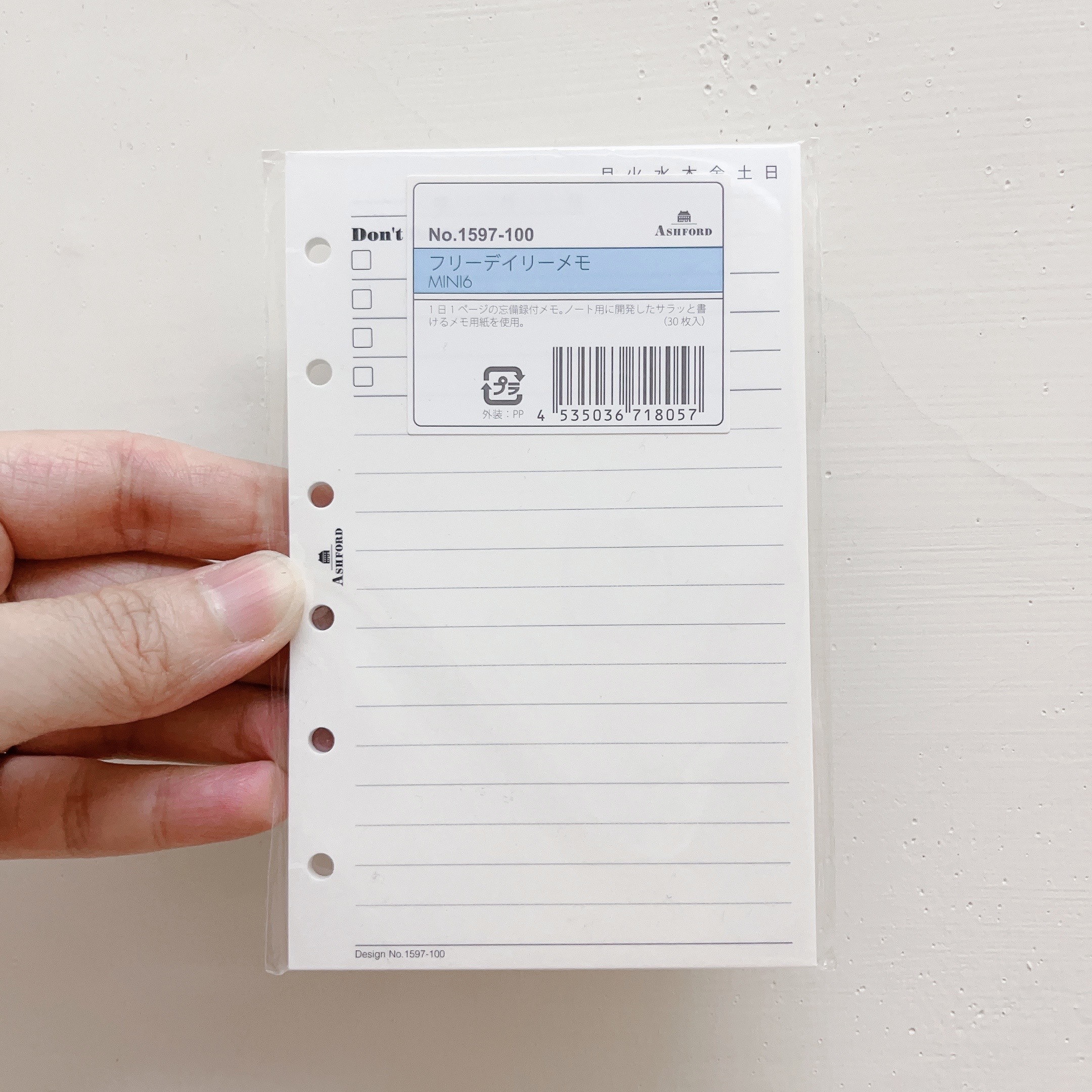 MINI6 一日一張日記內頁 備忘錄形式(無日期)｜ASHFORD 日本