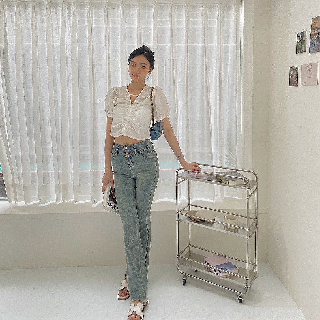 純色皺皺澎袖上衣/三色