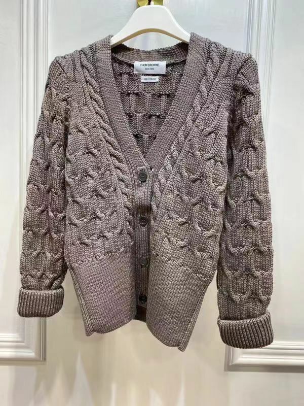 Thom Browne  棕色V領長袖針織開衫 FKC527A  Y1024 215 -T