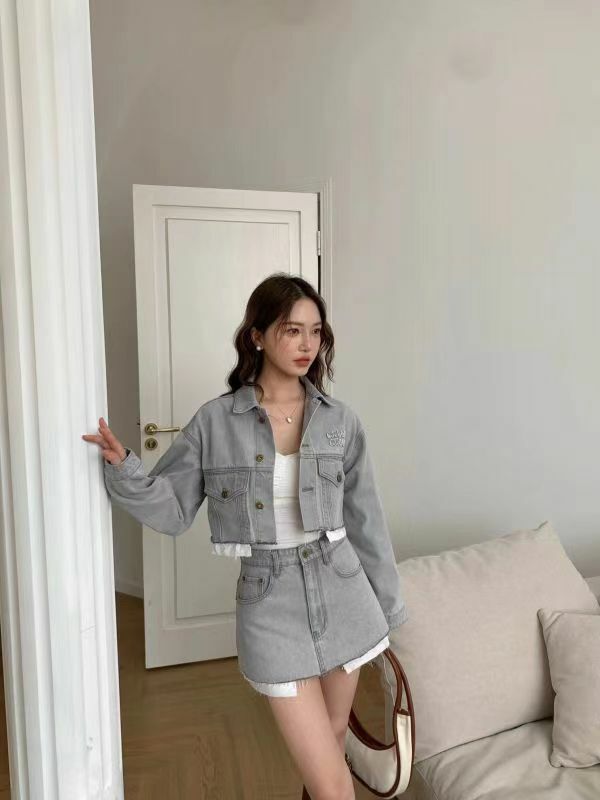 Miu Miu 女款淺灰牛仔半裙 GWD278  13LF  F0031-T