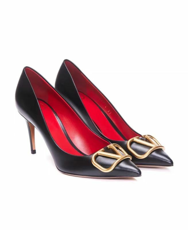 Valentino 黑色徽標尖頭細高跟鞋 3W2S0EM9  DSH   0NO -T