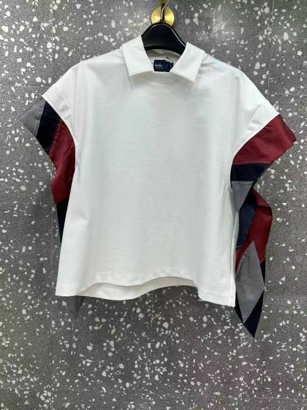 Kolor  白色拼接袖短袖Tee 22SCL T07205A White -T