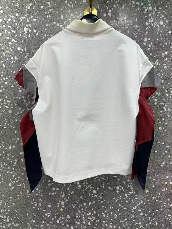 Kolor  白色拼接袖短袖Tee 22SCL T07205A White -T