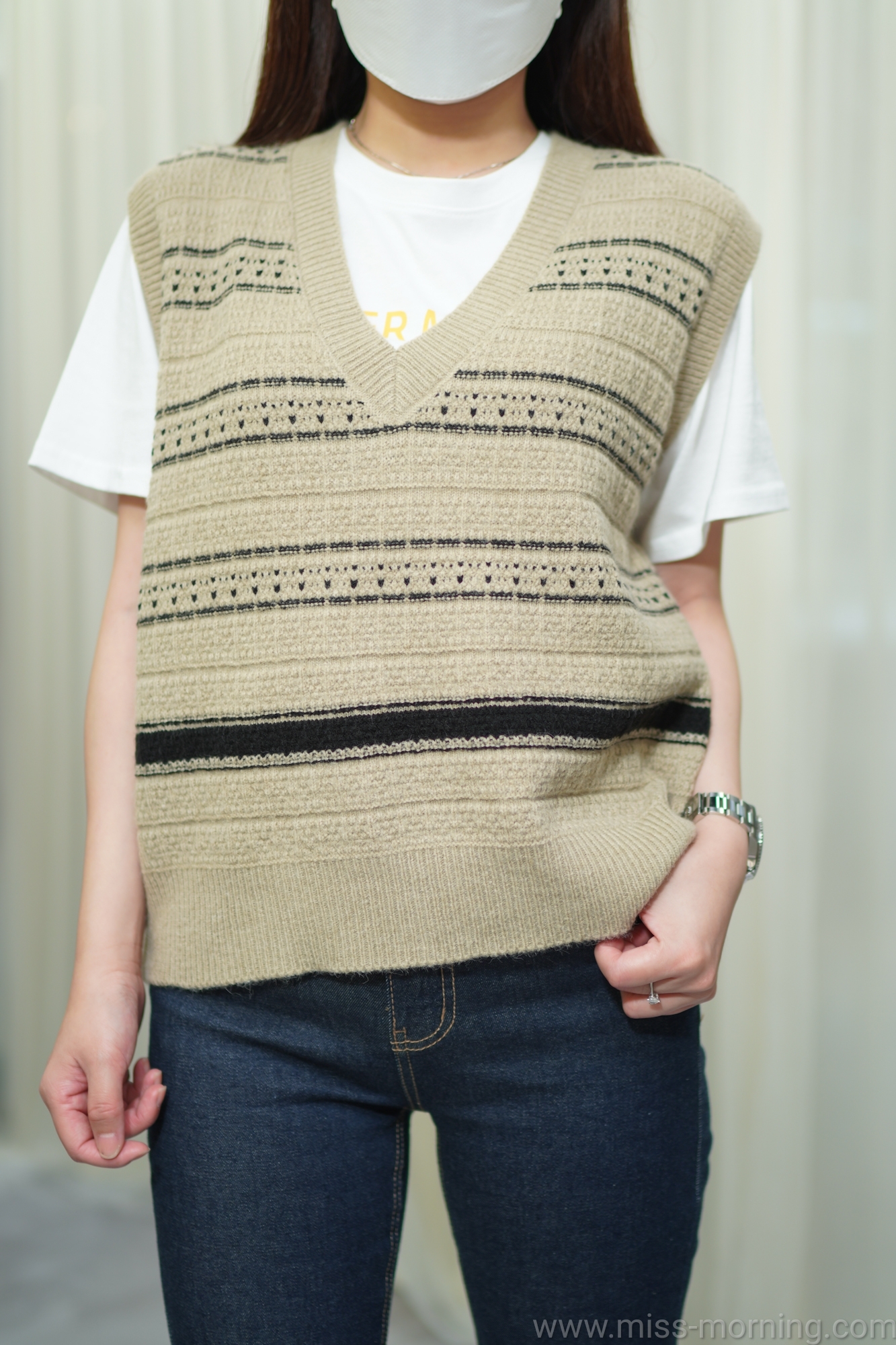 織紋撞色背心(13357)