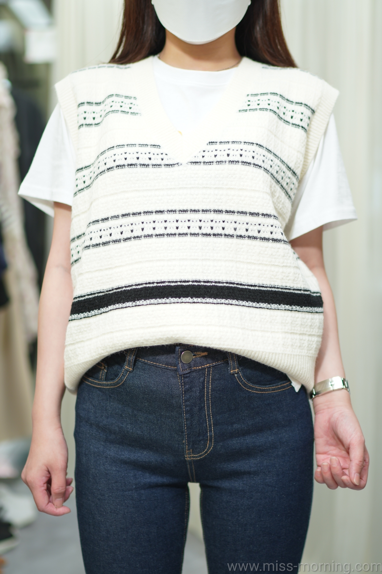 織紋撞色背心(13357)