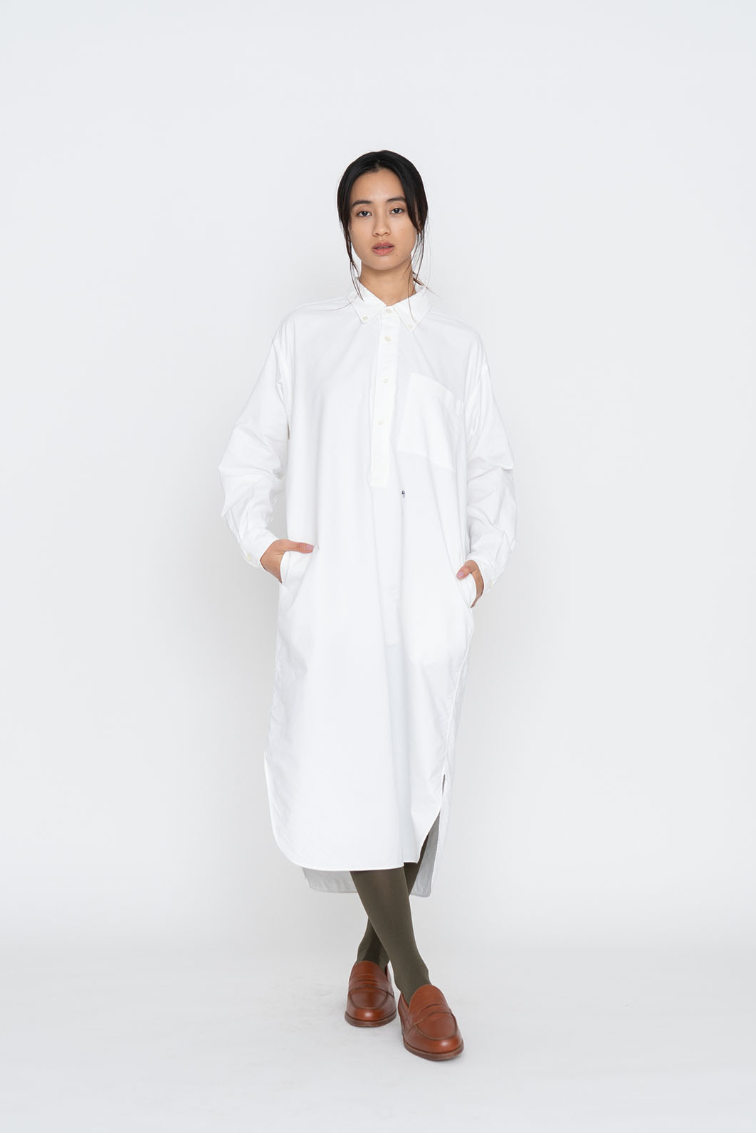 NANAMICA BUTTON DOWN WIND SHIRT DRESS (2色)