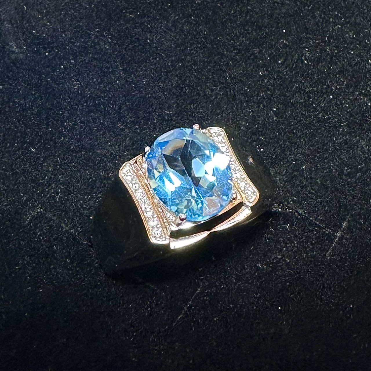 925銀倫敦藍托帕石男戒