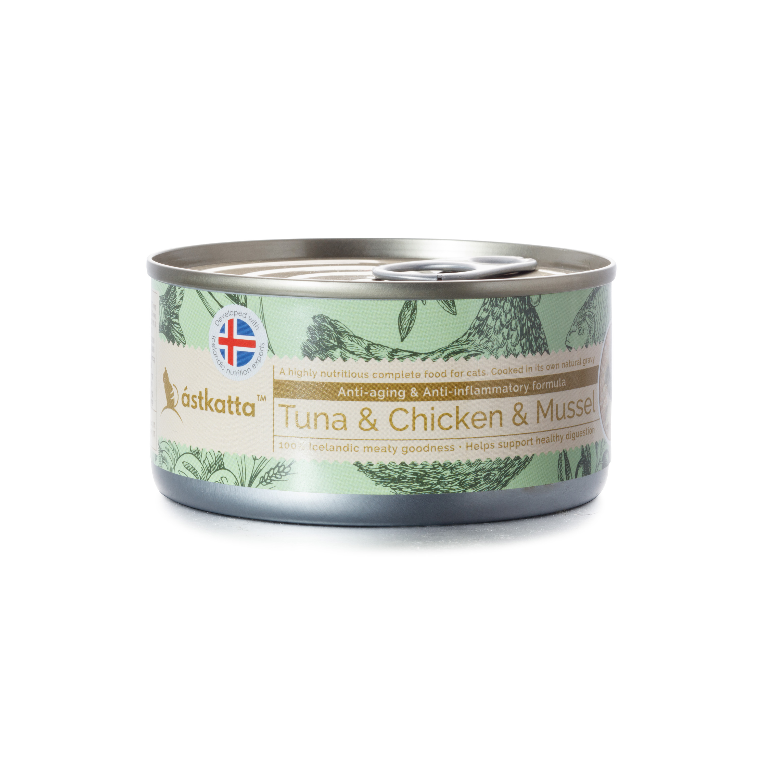 Astkatta – 白鰹吞拿雞肉貽貝增強活力配方 (低磷) Tuna & Chicken & Mussel 80g