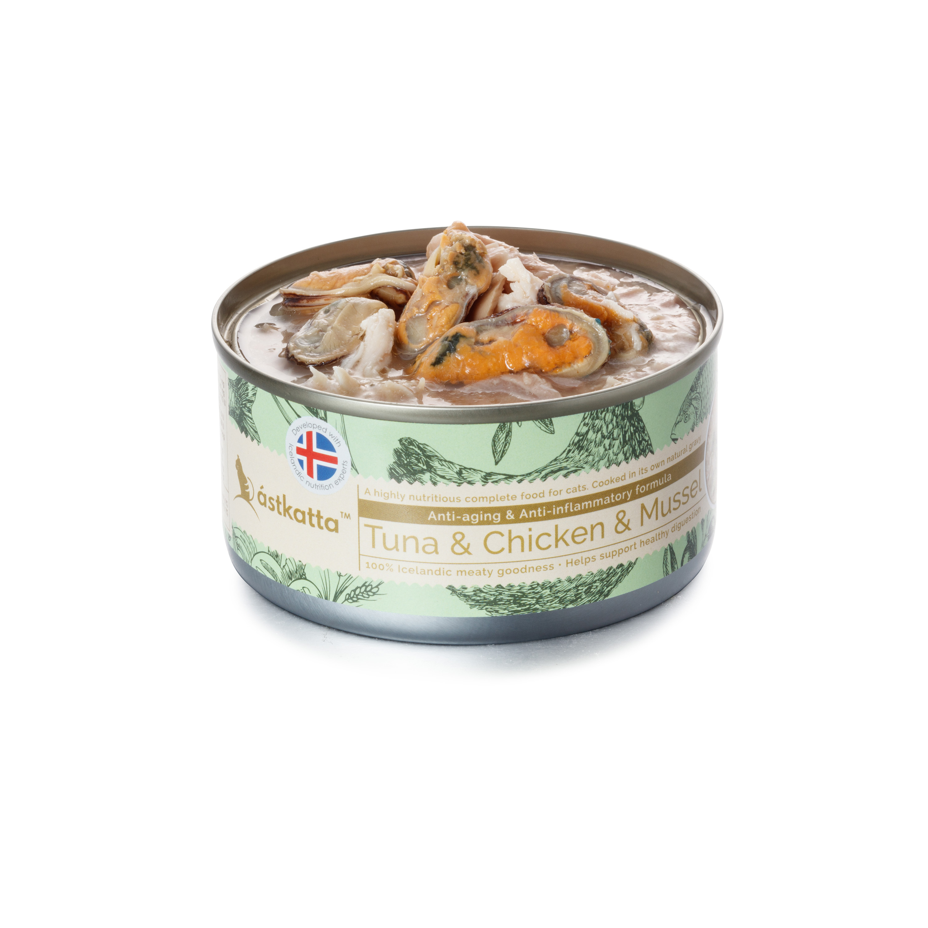 Astkatta – 白鰹吞拿雞肉貽貝增強活力配方 (低磷) Tuna & Chicken & Mussel 80g