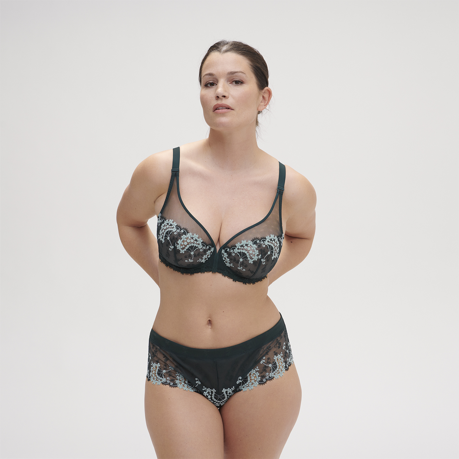 WISH 希望 深 V 型鋼圈胸罩 森林綠