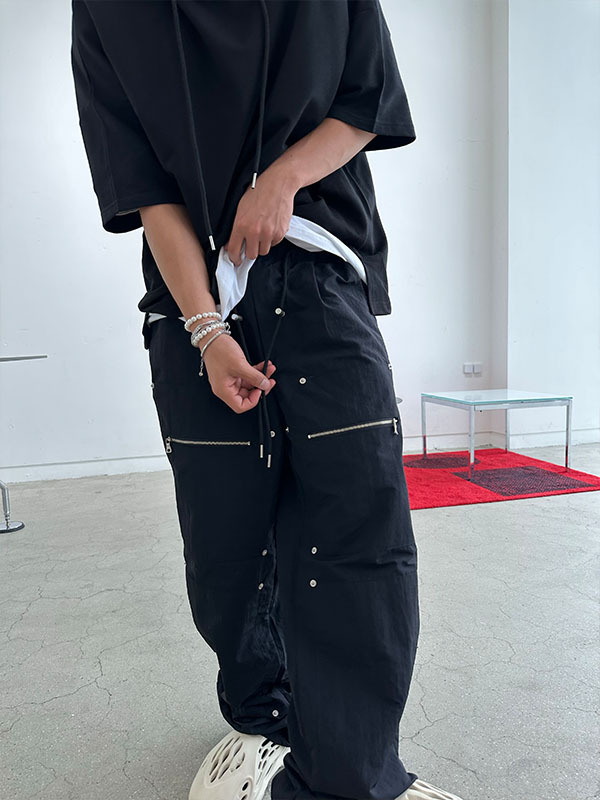 鉚釘拉鍊細節褲