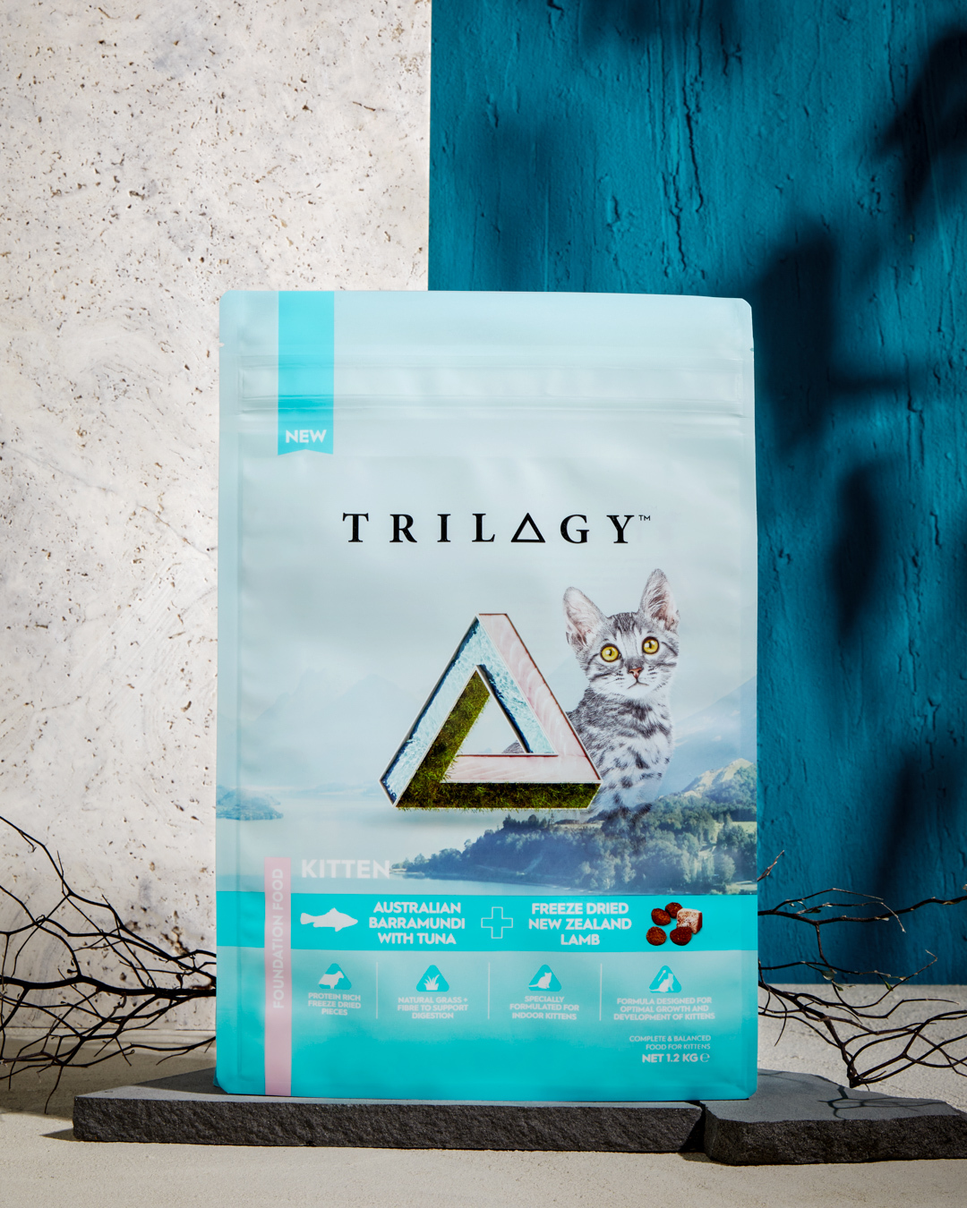 [3包同款有優惠] Trilogy 奇境 – 澳洲尖吻鱸及吞拿魚＋5%紐西蘭羊肺凍乾 無穀幼貓糧 (發育成長配方-Kitten) 1.2kg ($745/3包)