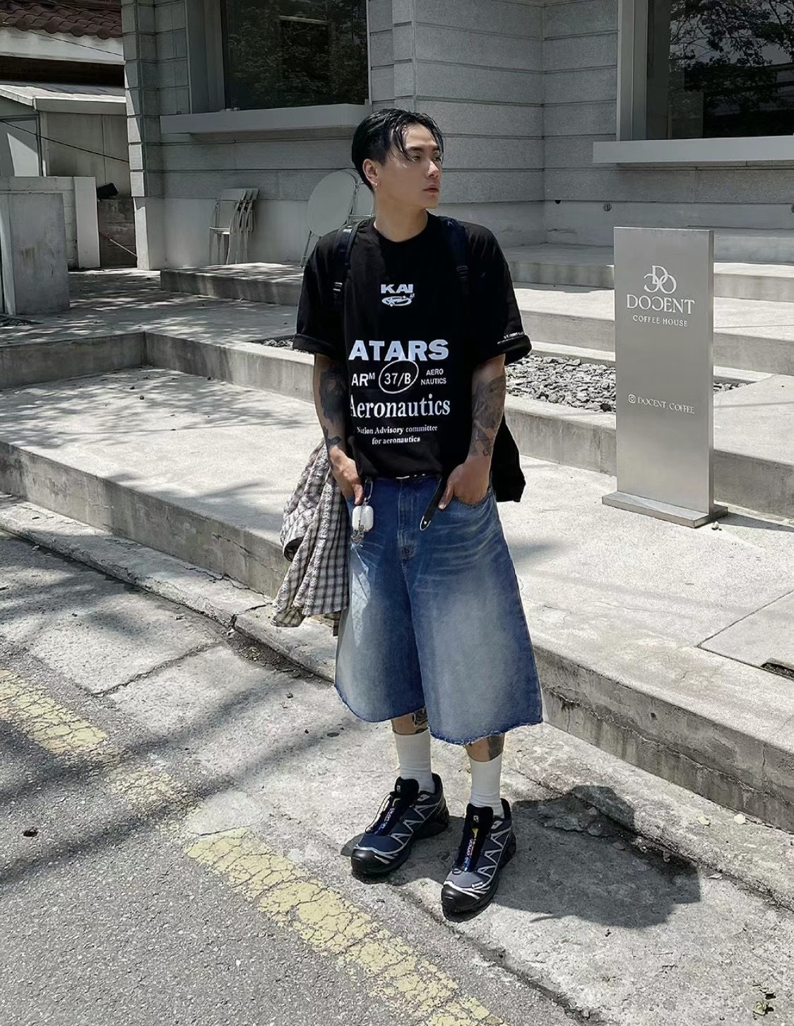 🇰🇷韓國 刷色 破壞 單寧 牛仔短褲 五分褲