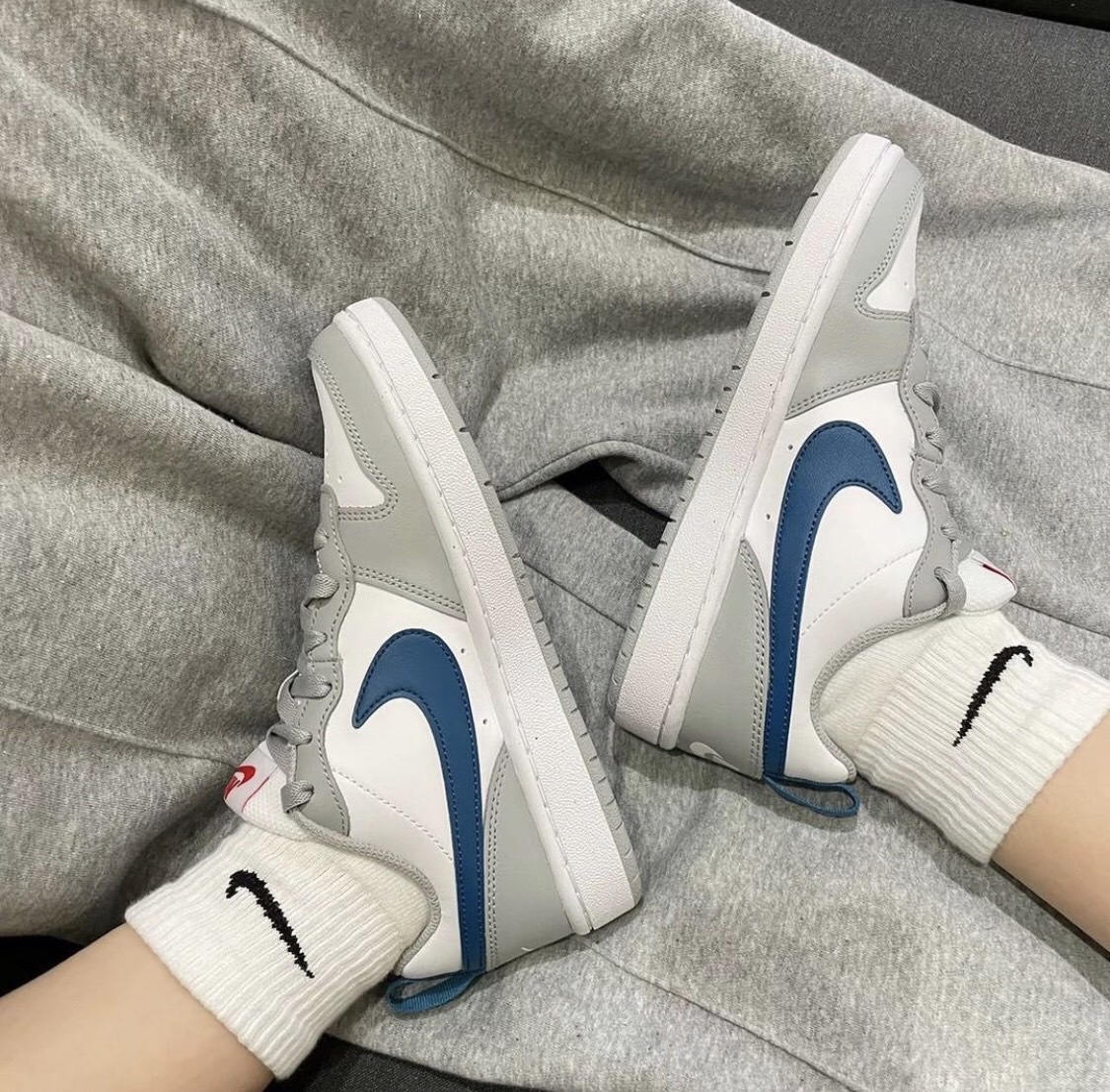 Nike Borough Low 2 GS 灰白色 藍勾勾 大童 灰藍 小dunk BQ5448-117/預購