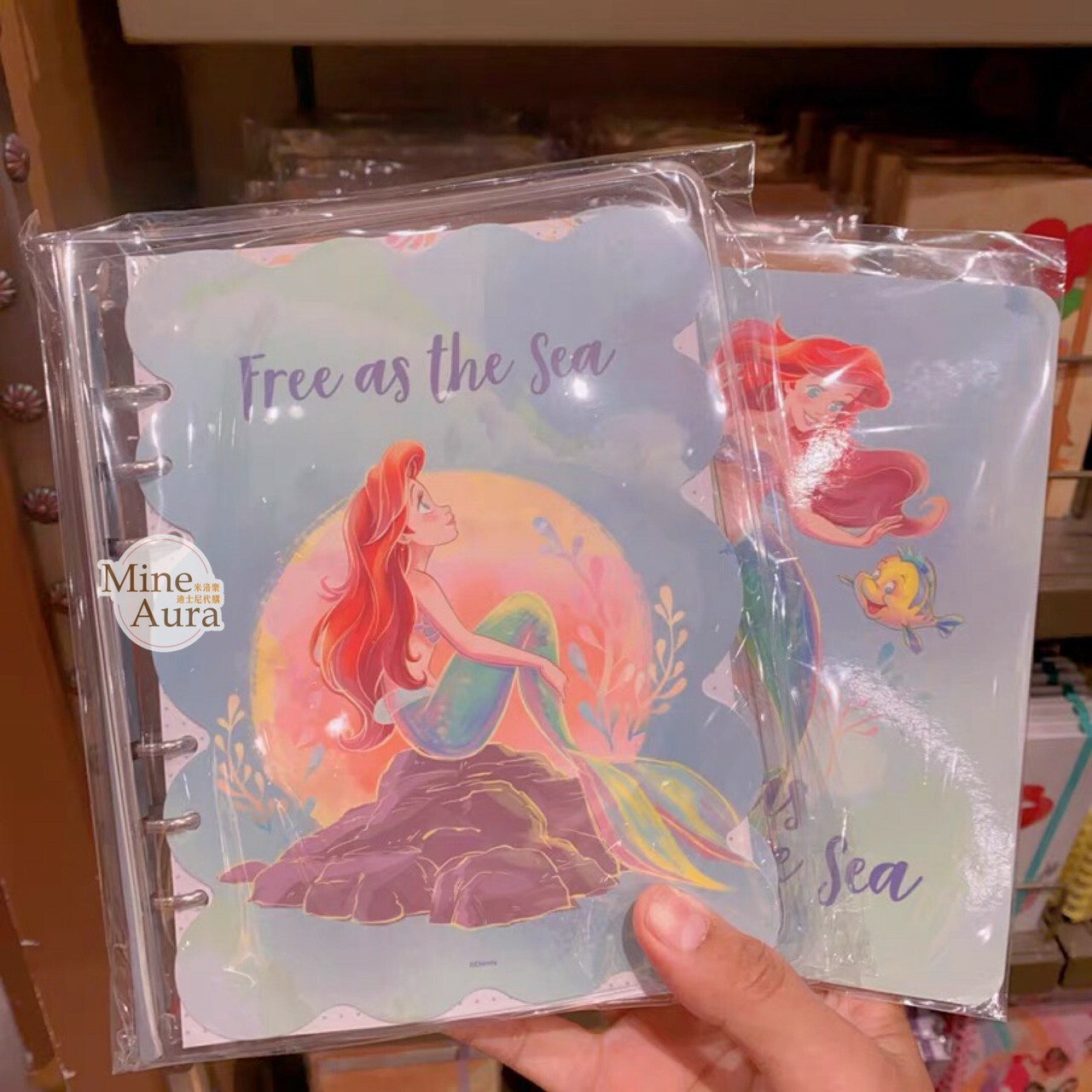 愛麗兒 Ariel 岩石月亮背景 圖案 線圈 筆記本 記事本 小美人魚 The Little Mermaid -上海迪士尼樂園