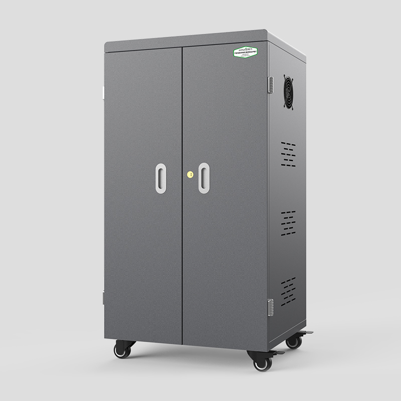 APC-E64 Tablet iPad Charging Cart 64 bays (5V2.4A), Cooling fan, Smart 3 status colours LED,  medical ultra-quiet universal wheels, Cabinet lock, International Certification CE, FCC, RoHS, ISO, CCC 640 mm (W) x 530 mm (L) x 1200 mm (H)