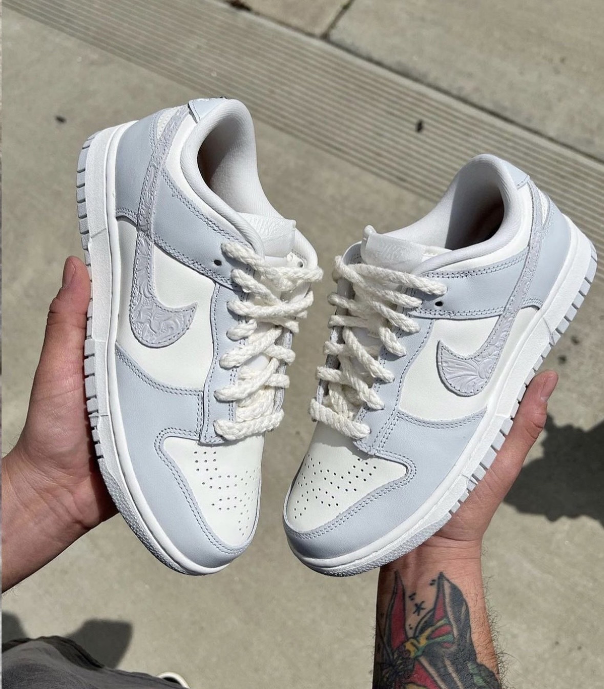 Nike Dunk Low Needlework 灰白色 羅浮宮 灰白 浮雕 麻繩 骨白 奶油底 粗鞋帶 FJ4553-133/預購