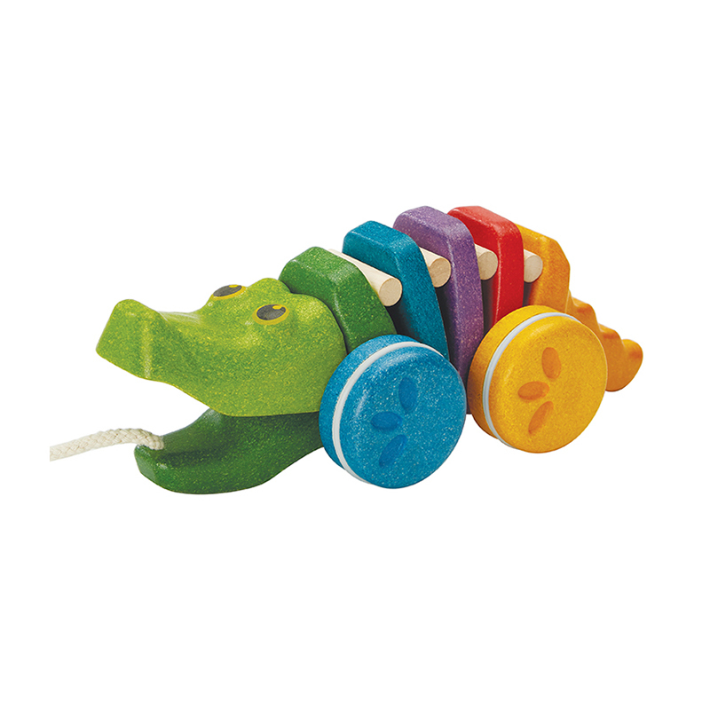 PlanToys 彩虹鱷魚拉車