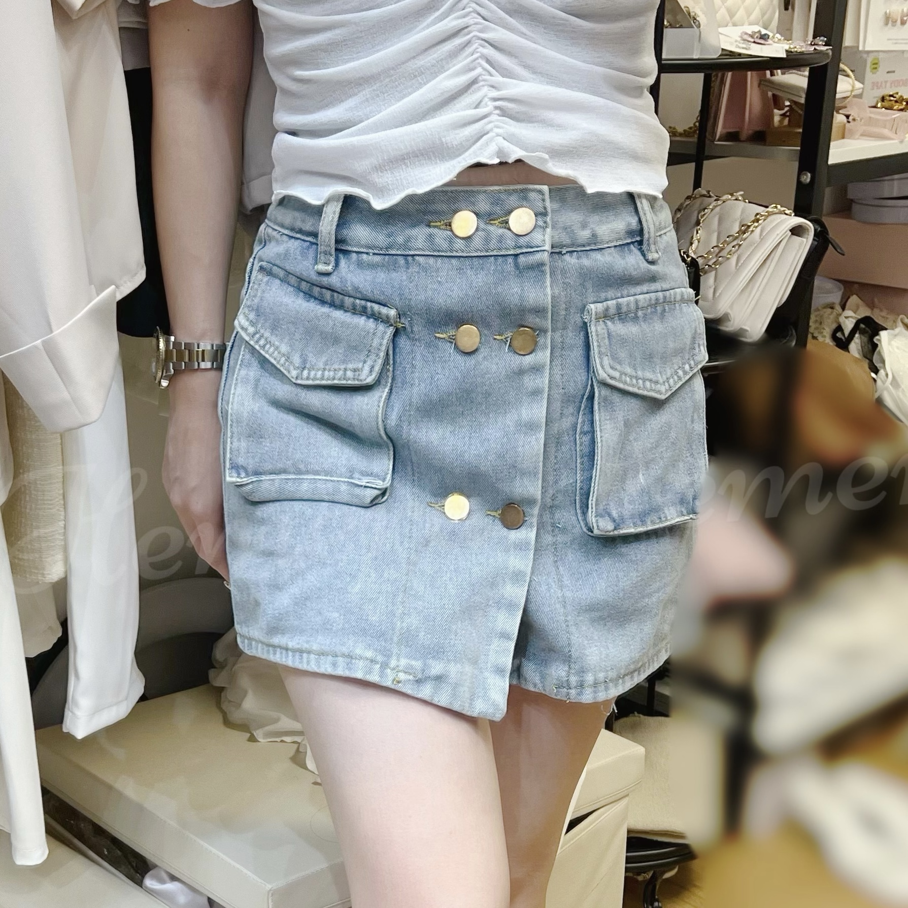 SK23S0843 復古牛仔裙褲