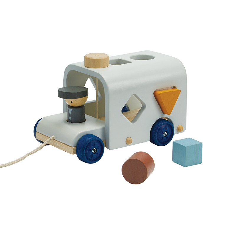 PlanToys 形狀配對小巴士(清新藍)