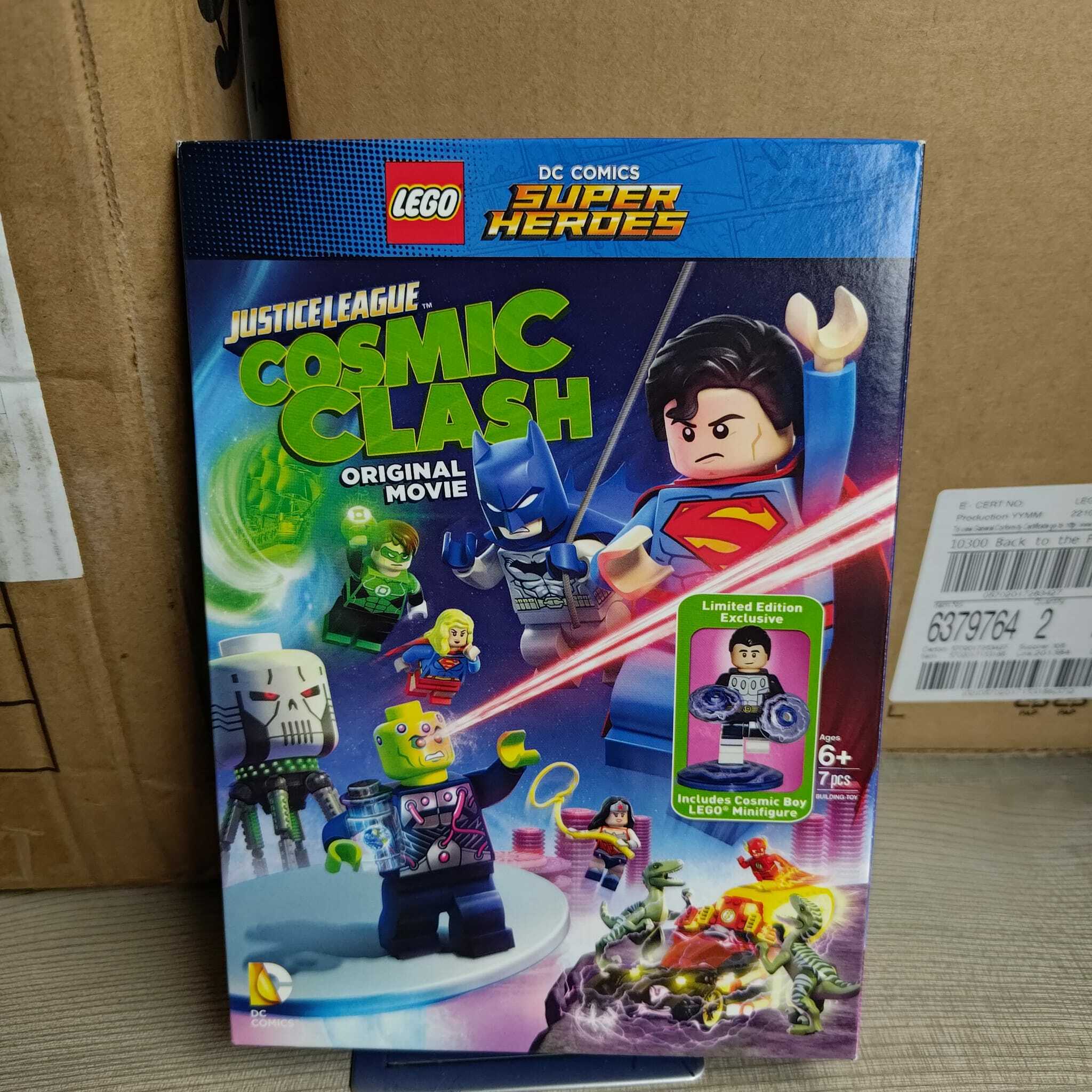 全新(外盒冇包裝膠,內容物全新) 樂高DC超級英雄電影 : 正義聯盟 宇宙大衝突 DVD (不含中文字幕) (附送SH301 Cosmic Boy)