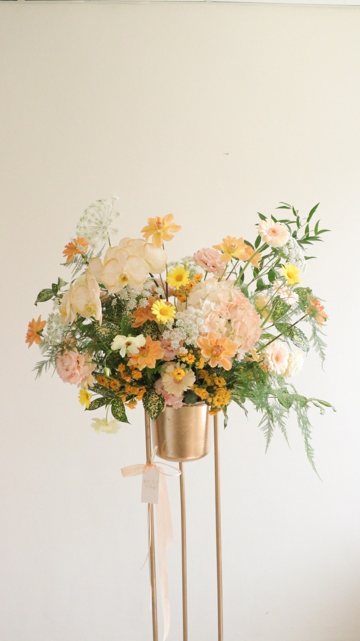 RUNI Flowers-高架花籃 橘色系